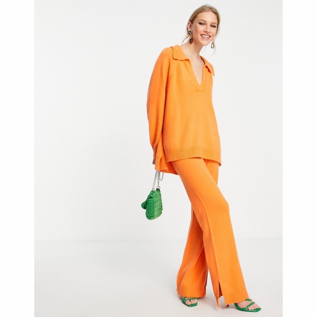 エディテッド Edited レディース ボトムス・パンツ Lunette Wide Leg Knitted Trousers In Orange オレンジ