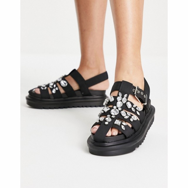 トリュフコレクション Truffle Collection レディース サンダル・ミュール シューズ・靴 Embellished Webbing Sandals In Black ブラック