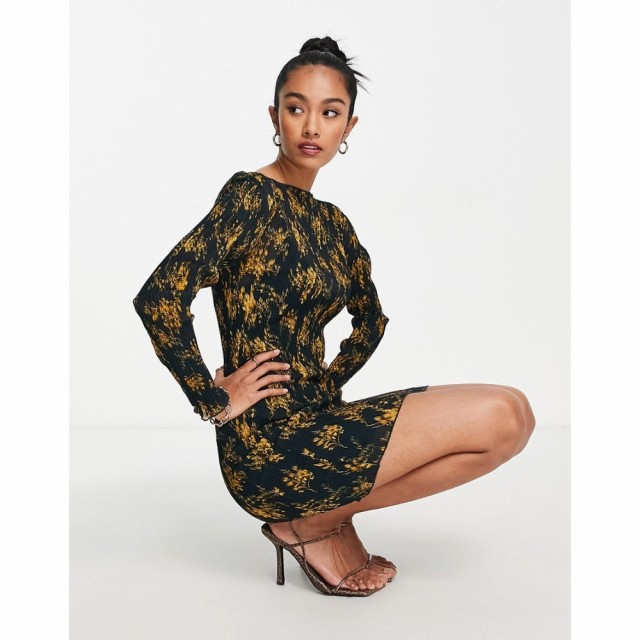 エイソス ASOS DESIGN レディース ワンピース ワンピース・ドレス Plisse Mini Dress In Floral Print フローラル