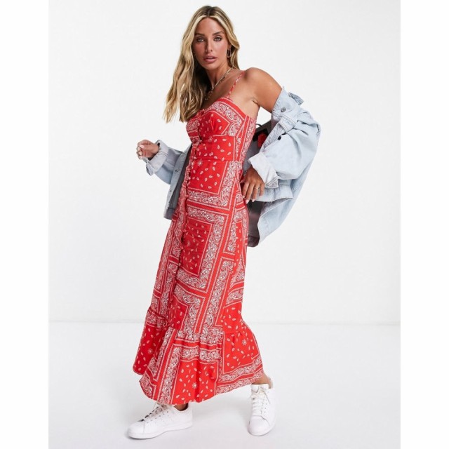 ネバーフリードレス Never Fully Dressed レディース ワンピース ミドル丈 ワンピース・ドレス Bandana Print Midi Dress In Red レッド