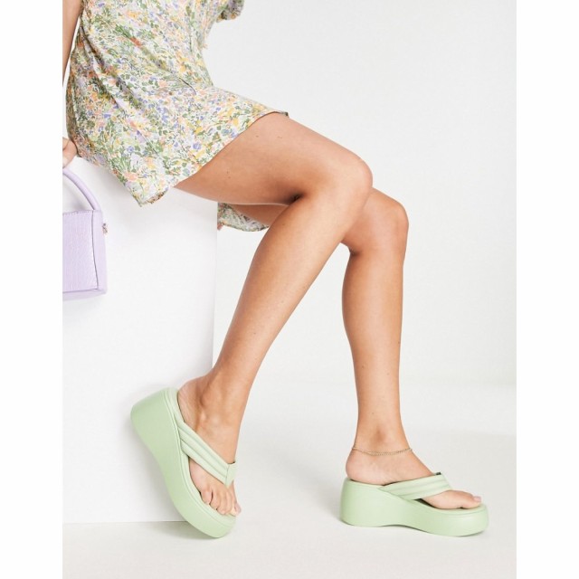 レイド Raid レディース サンダル・ミュール 厚底 シューズ・靴 Weylyn Flatform Toe Post Sandals In Sage Green セージグリーン