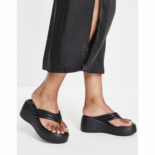 レイド Raid レディース サンダル・ミュール 厚底 シューズ・靴 Weylyn Flatform Toe Post Sandals In Black Pu ブラック