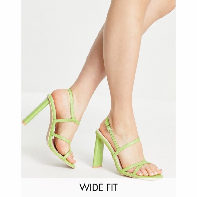 レイドワイドフィット Raid Wide Fit レディース サンダル・ミュール シューズ・靴 Adriel Strappy Heeled Sandals In Lime Croc