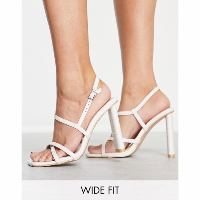 レイドワイドフィット Raid Wide Fit レディース サンダル・ミュール シューズ・靴 Adriel Strappy Heeled Sandals In White Croc