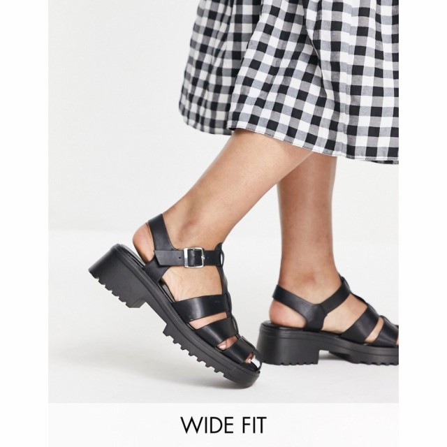 レイドワイドフィット Raid Wide Fit レディース サンダル・ミュール シューズ・靴 Raid Presley Fisherman Sandals In Black Pu ブラッ