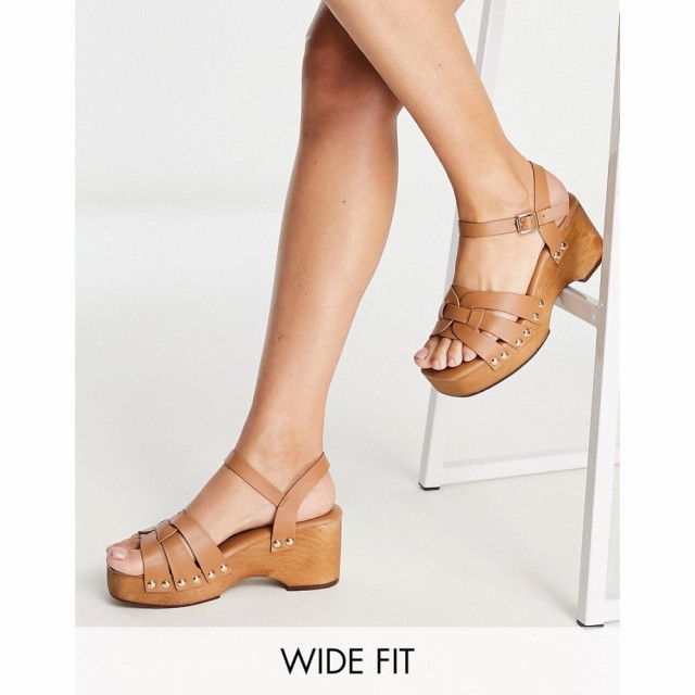 レイドワイドフィット Raid Wide Fit レディース クロッグ シューズ・靴 Deeana Clog Heeled Sandals In Tan