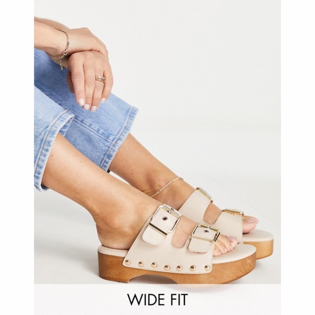 レイドワイドフィット Raid Wide Fit レディース クロッグ シューズ・靴 Hellena Buckle Mule Clog Sandals In Beige ベージュ