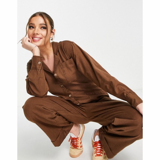 エイソス ASOS DESIGN レディース オールインワン ジャンプスーツ ワンピース・ドレス Herringbone Twill Slouch Oversized Jumpsuit In