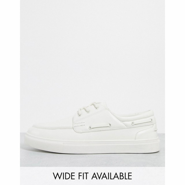 エイソス ASOS DESIGN メンズ デッキシューズ シューズ・靴 Boat Shoes In White Faux Leather ホワイト