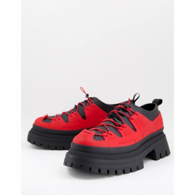 エイソス ASOS DESIGN メンズ 革靴・ビジネスシューズ シューズ・靴 Chunky Lace Up Shoe In Black Faux Leather With Red Cage Detail