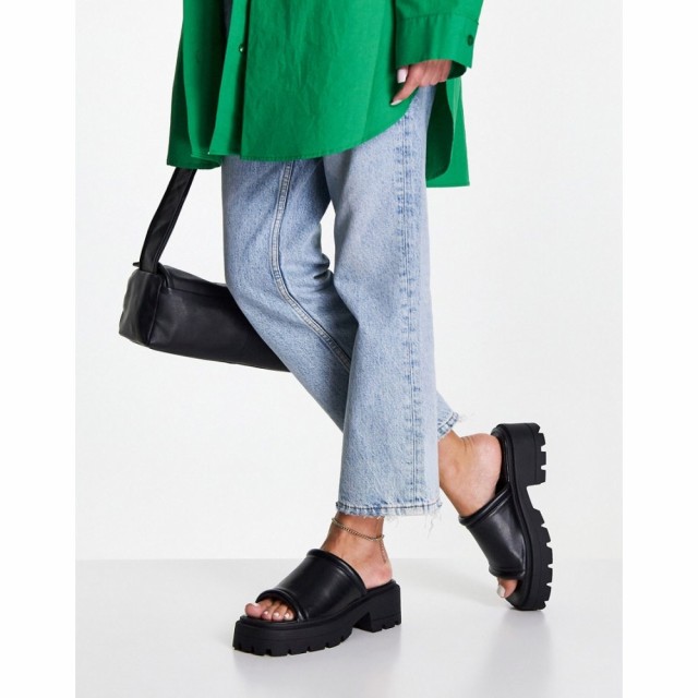 トップショップ Topshop レディース サンダル・ミュール シューズ・靴 Patch Chunky Mule Sandal In Black ブラック