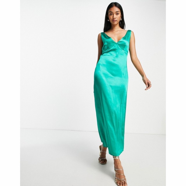 プリティーラビッシュ Pretty Lavish レディース ワンピース ワンピース・ドレス Backless Satin Midaxi Dress In Emerald Green エメラ