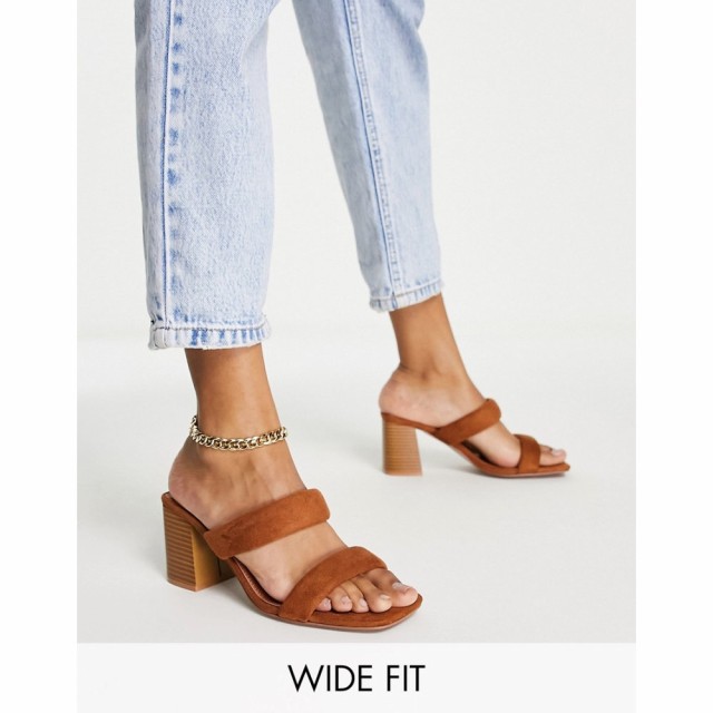 エイソス ASOS DESIGN レディース サンダル・ミュール シューズ・靴 Wide Fit Hyatt Padded Mid Heeled Mules In Tan タン