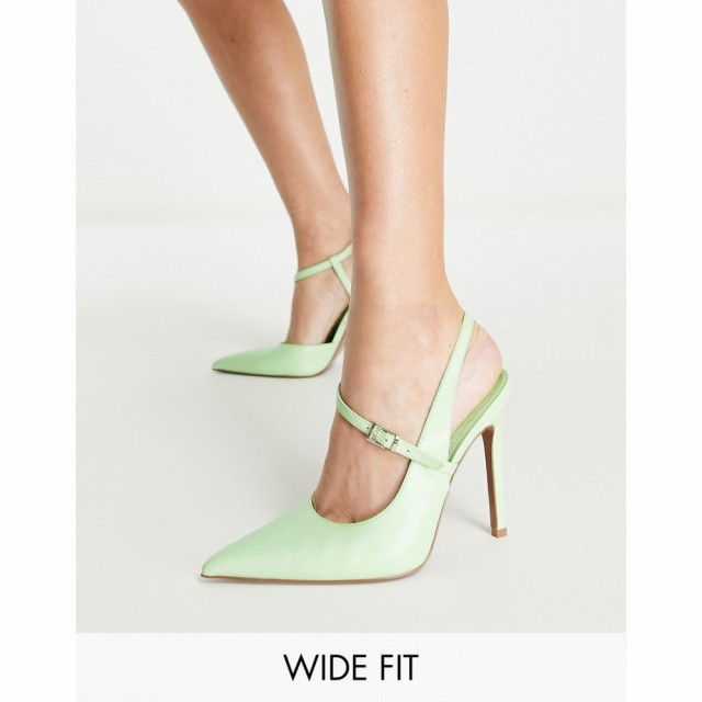 エイソス ASOS DESIGN レディース ヒール シューズ・靴 Wide Fit Piano Asymetric High Heeled Shoes In Green グリーン