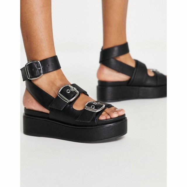 エイソス ASOS DESIGN レディース サンダル・ミュール 厚底 シューズ・靴 Thistle Chunky Buckle Flatform Sandal In Black ブラック