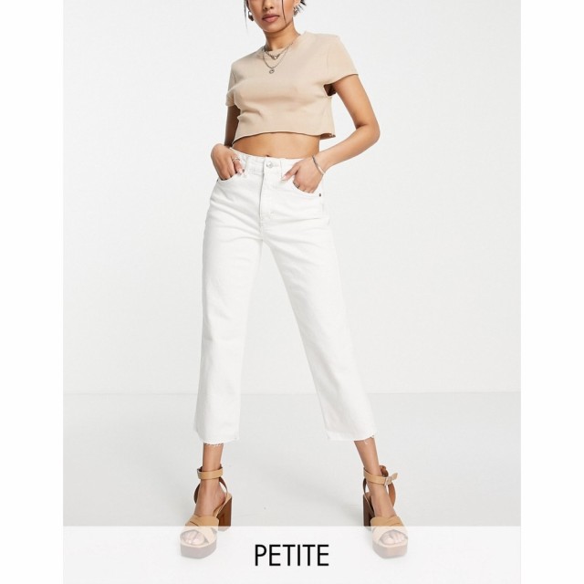 トップショップ Topshop Petite レディース ジーンズ・デニム ボトムス・パンツ Straight Organic Cotton Jean With Raw Hem In White ホ