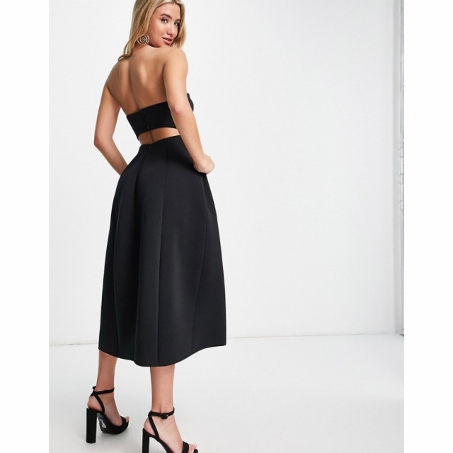 エイソス ASOS DESIGN レディース ワンピース バンドゥ Aライン ミドル丈 ワンピース・ドレス Bandeau Open Back Midi Skater Dress In B