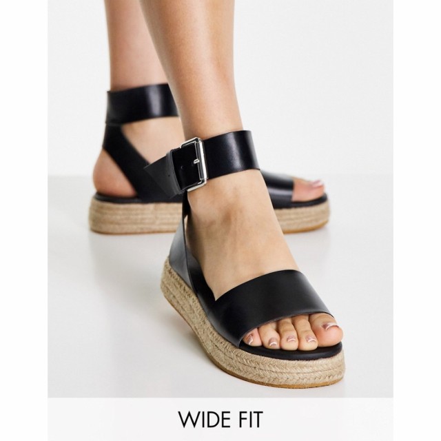 トップショップ Topshop レディース エスパドリーユ サンダル・ミュール シューズ・靴 Wide Fit Paradise Espadrille Sandal In Black ブ