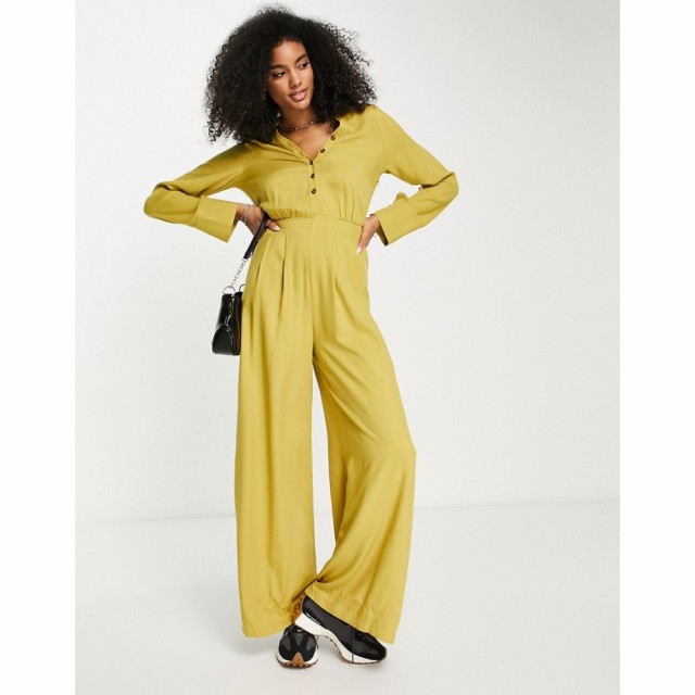 エイソス ASOS DESIGN レディース オールインワン ジャンプスーツ ワンピース・ドレス Button Through Shirt Jumpsuit In Olive オリーブ