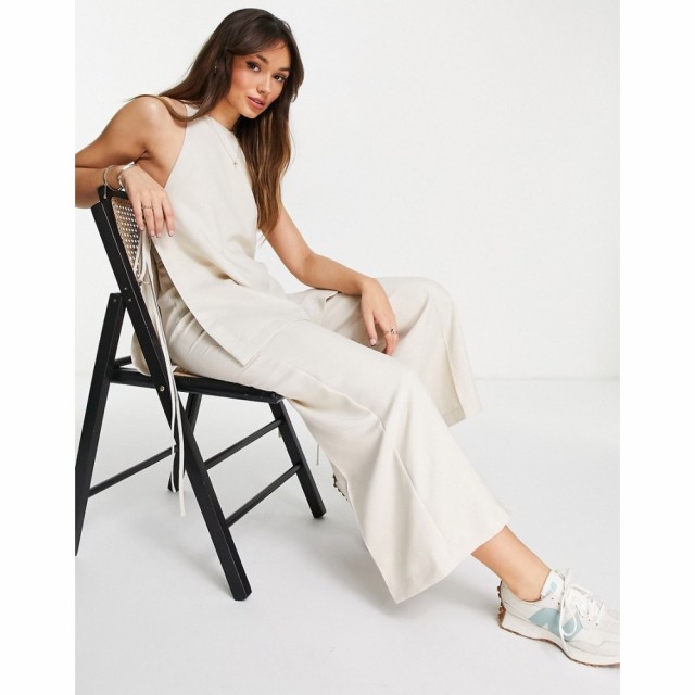 エイソス ASOS DESIGN レディース オールインワン ジャンプスーツ ワンピース・ドレス 2 In 1 Tie Side Jumpsuit In Oatmeal オートミー