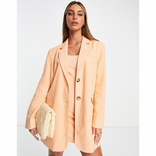 エイソス ASOS DESIGN レディース スーツ・ジャケット アウター Linen Long Line Suit Blazer In Peach ピーチ