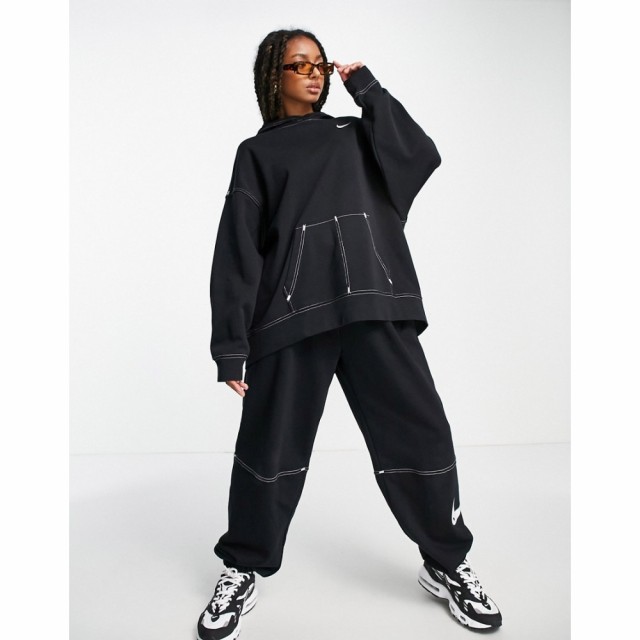 ナイキ Nike レディース パーカー トップス Swoosh Contrast Stitch Fleece Hoodie In Black ブラック