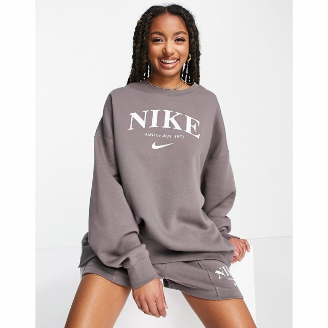 ナイキ Nike レディース スウェット・トレーナー トップス Essential Retro Fleece Crew Sweatshirt In Cave Stone Grey グレー