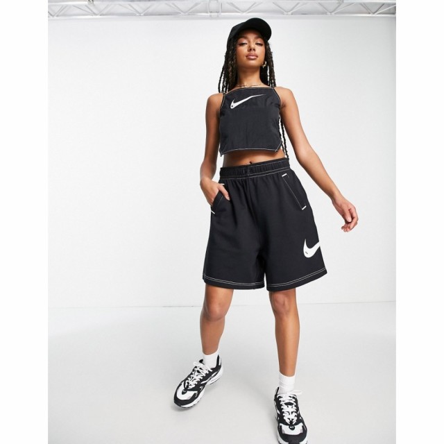 ナイキ Nike レディース ショートパンツ ボトムス・パンツ Swoosh Contrast Stitch Fleece Shorts In Black ブラック