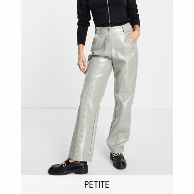 フォースandレックレス 4th and Reckless Petite レディース ボトムス・パンツ Straight Leg Leather Look Trousers In Sage セージ