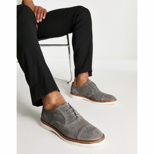 エイソス ASOS DESIGN メンズ 革靴・ビジネスシューズ ウェッジソール ダービーシューズ レースアップ Derby Lace Up Shoe In Grey Suede