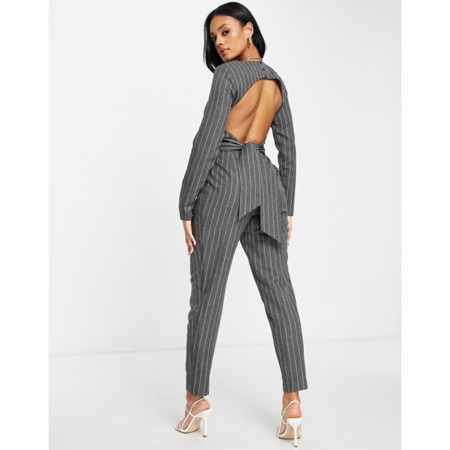 エイソス ASOS DESIGN レディース オールインワン ジャンプスーツ ワンピース・ドレス Tailored Split Sleeve Peg Leg Jumpsuit In Grey