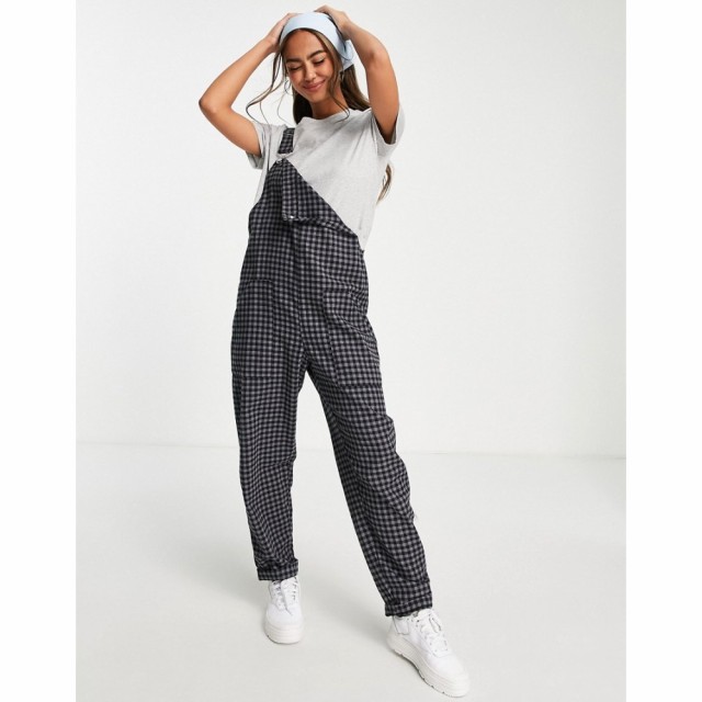 エイソス ASOS DESIGN レディース オーバーオール ボトムス・パンツ Flannel Gingham Dungaree In Grey Check グレー