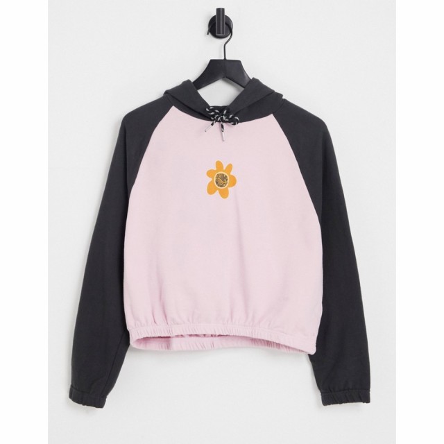 クイックシルバー Quiksilver レディース パーカー クロップド トップス Pray For Wave Cropped Hoodie In Pink/Black ピンク