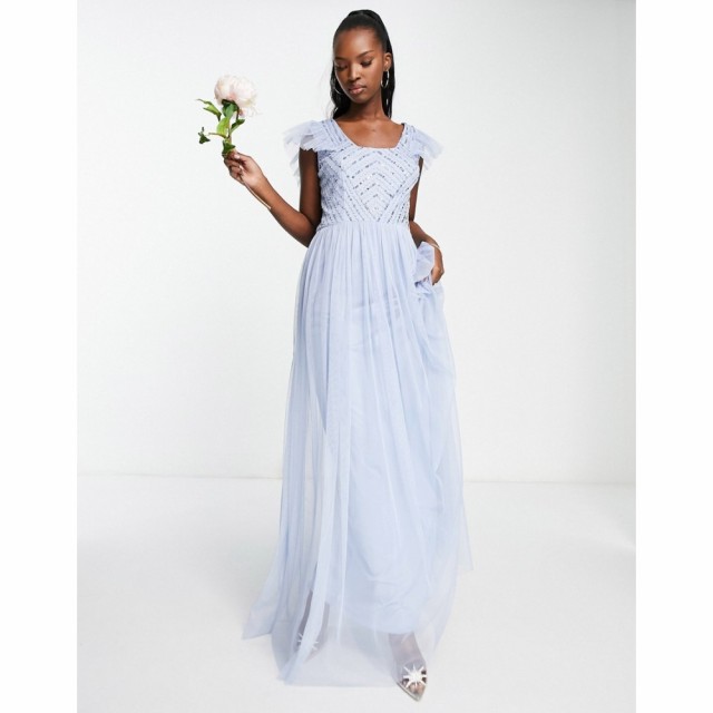 フロックアンドフリル Frock and Frill レディース パーティードレス マキシ丈 ワンピース・ドレス Bridesmaid Floaty Maxi Dress In Blu