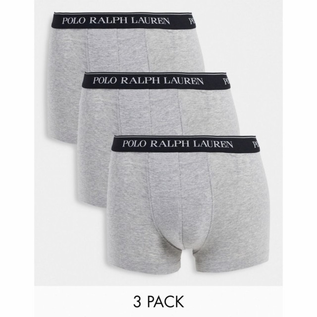 ラルフ ローレン Polo Ralph Lauren メンズ ボクサーパンツ インナー・下着 3 Pack Trunks With Logo In Grey グレー