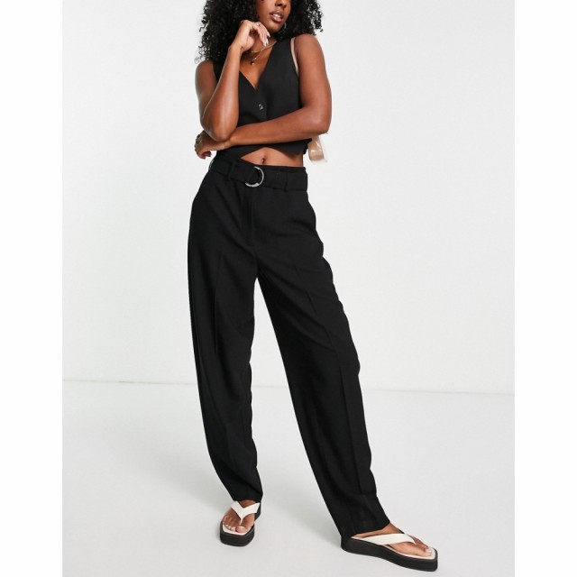 トップショップ Topshop レディース ボトムス・パンツ Belted Peg Trousers In Black ブラック