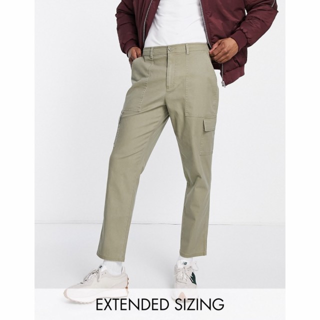 エイソス ASOS DESIGN メンズ カーゴパンツ ボトムス・パンツ Tapered Cargo Trousers In Washed Khaki マーメイド