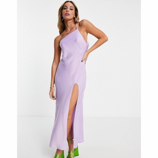 エイソス ASOS DESIGN レディース ワンピース ワンピース・ドレス One Shoulder Midaxi Dress In Satin With Drape Back In Lilac ライラ