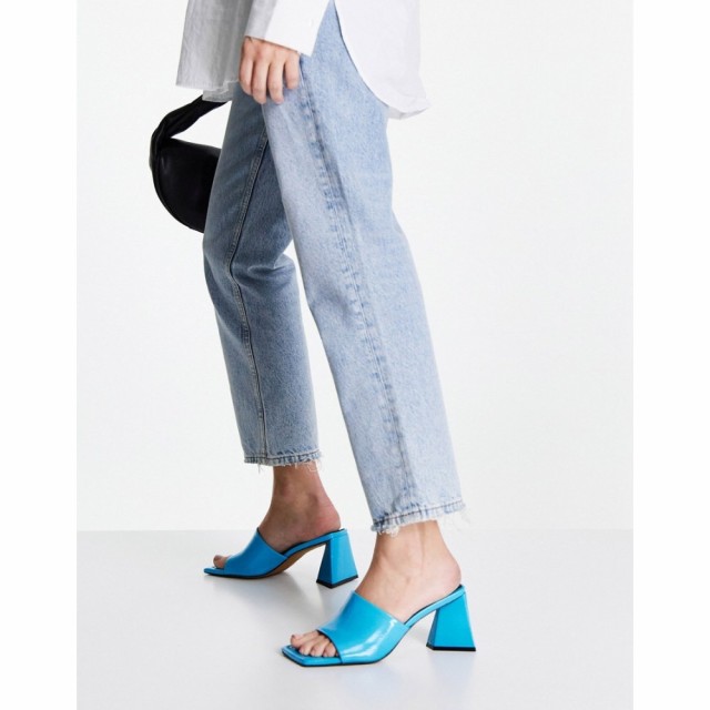 エイソス ASOS DESIGN レディース サンダル・ミュール シューズ・靴 Healing Leather Triangle Heeled Mules In Blue ブルー