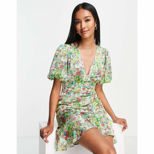 トップショップ Topshop レディース ワンピース ワンピース・ドレス Sketchy Floral Tea Dress In Multi マルチカラー