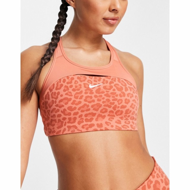 ナイキ Nike Training レディース スポーツブラ ドライフィット Swoosh Dri-Fit Leopard Print Cross Back Mid Support Sports Bra In Pi