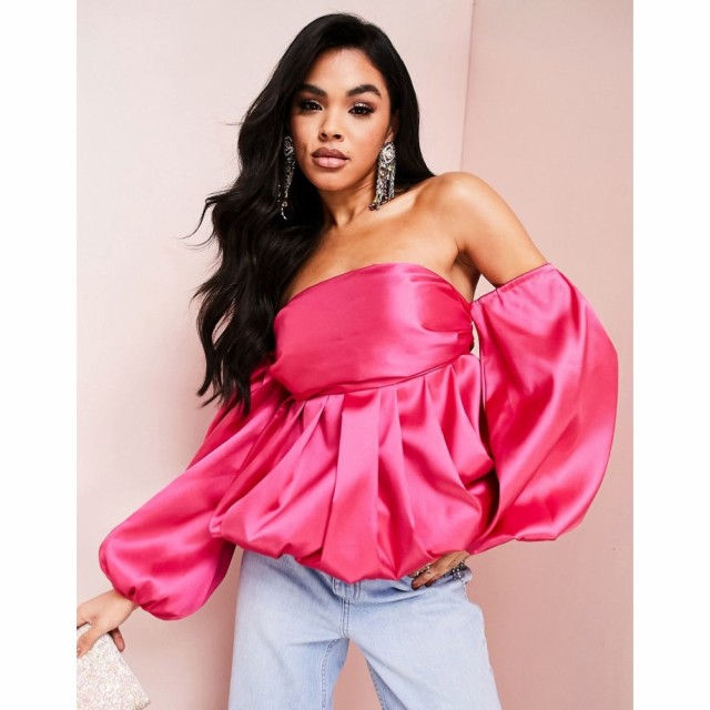 エイソス ASOS Luxe レディース トップス ベビードール Asos Luxe Bubble Babydoll Satin Top In Pink ピンク