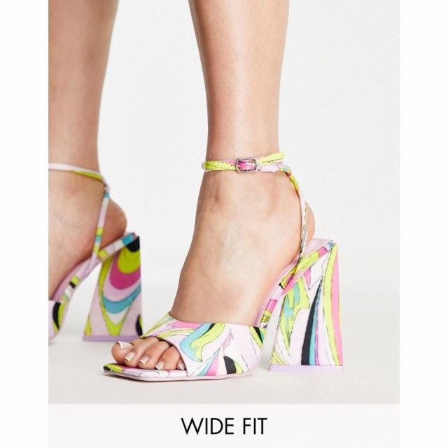 パブリックディザイア Public Desire Wide Fit レディース サンダル・ミュール Eagle Pyramid Heel Sandals With Ankle Strap In Pink Pr