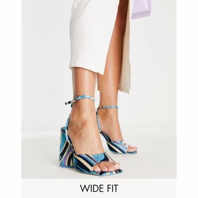 パブリックディザイア Public Desire Wide Fit レディース サンダル・ミュール Eagle Pyramid Heel Sandals With Ankle Strap In Blue Pr