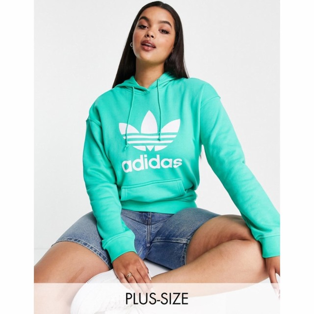 アディダス adidas Originals レディース パーカー トップス Plus Large Logo Hoodie In Green グリーン