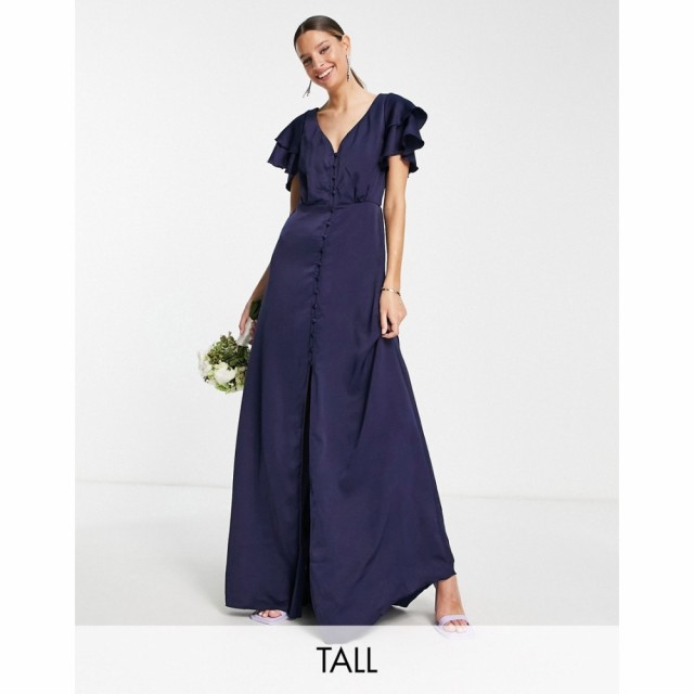 リトル ミストレス Little Mistress Tall レディース パーティードレス マキシ丈 Bridesmaid Satin Maxi Dress With Flutter Sleeves In