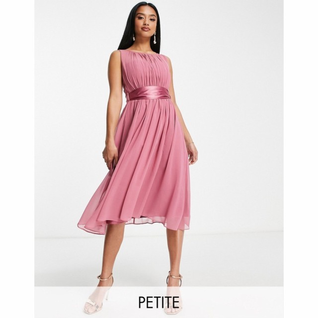 リトル ミストレス Little Mistress Petite レディース パーティードレス Aライン ミドル丈 Bridesmaid Midi Skater Dress In Dark Pink