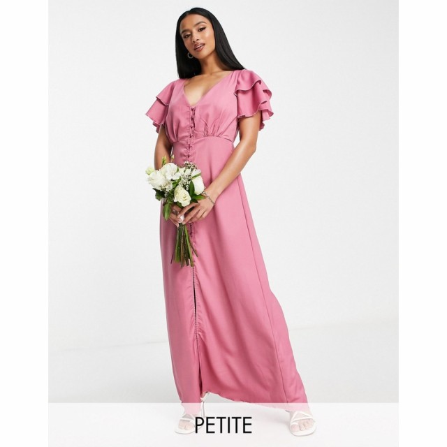 リトル ミストレス Little Mistress Petite レディース パーティードレス マキシ丈 Bridesmaid Satin Maxi Dress With Flutter Sleeves I