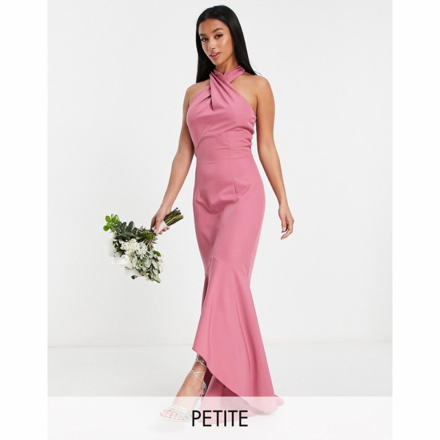 リトル ミストレス Little Mistress Petite レディース パーティードレス ミドル丈 Bridesmaid Cross Front Midi Dress In Dark Pink ピ