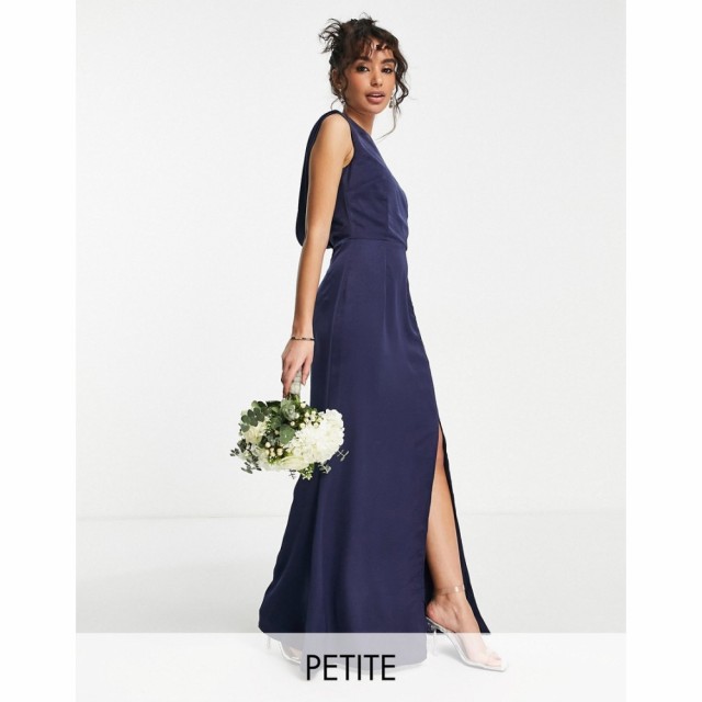 リトル ミストレス Little Mistress Petite レディース パーティードレス マキシ丈 Bridesmaid Satin Maxi Dress With Open Back In Navy